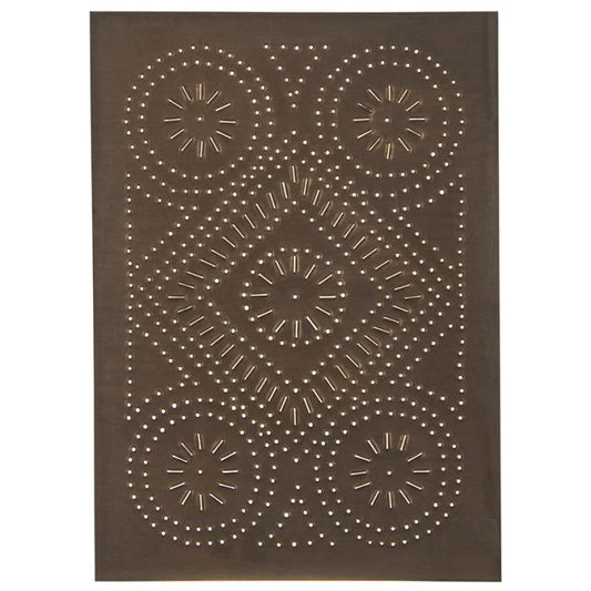A diamond-patterned cabinet door with a kettle black finish.