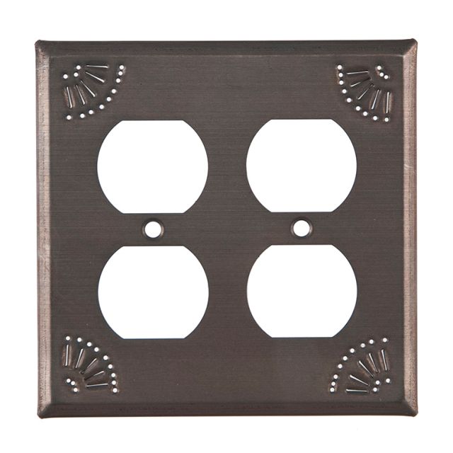 Tin double outlet cover with chisel design
