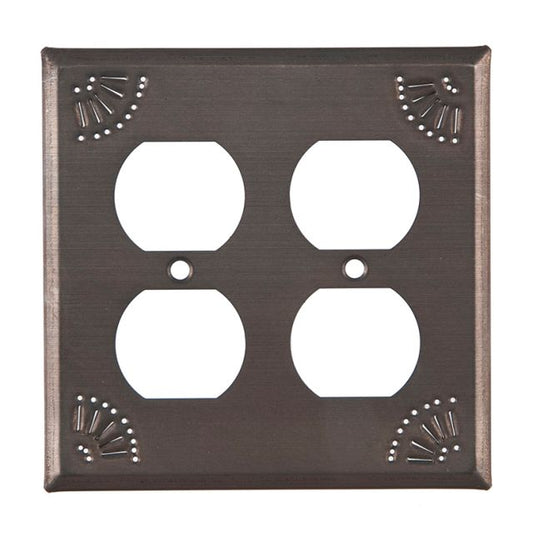Tin double outlet cover with chisel design