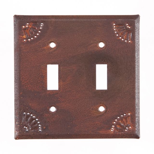 Double switch with chisel in rusty tin finish