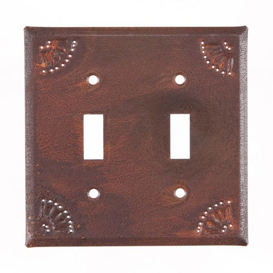 Double switch with chisel in rusty tin finish