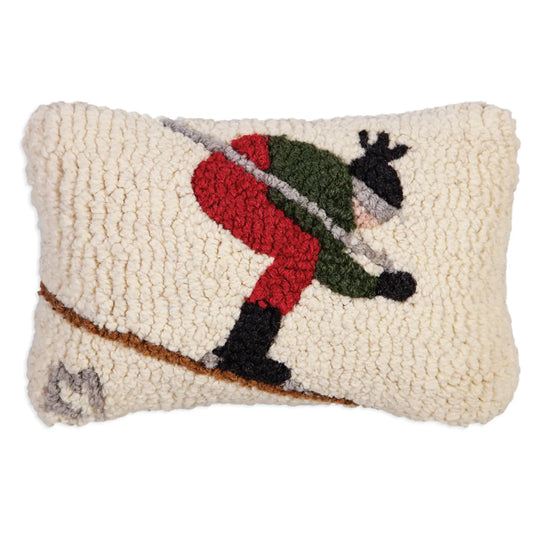 Downhill Skier Hooked Pillow