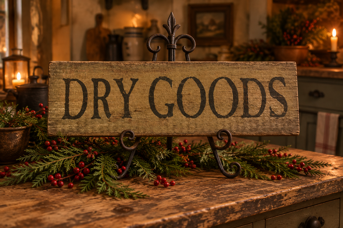 Dry Goods Primitive Wood Sign