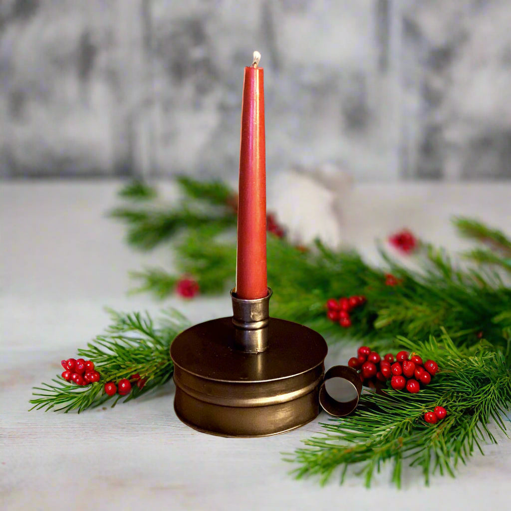 Early American Tinder Box Candle Holder