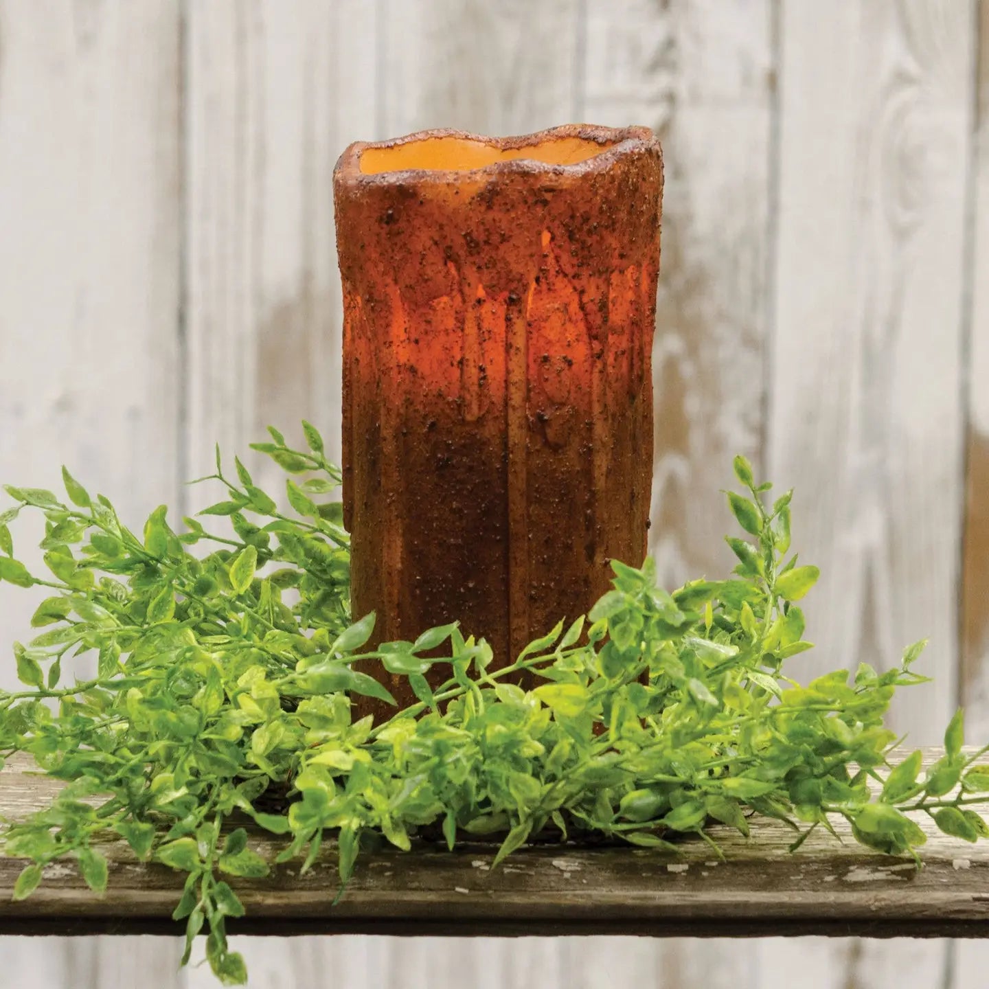 7" Burnt Mustard Drip Timer Pillar