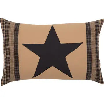 Primitive Black Check Star Patch Throw Pillow