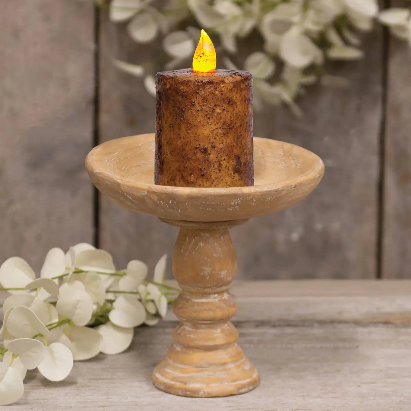 Burnt Mustard Flame Timer Pillar