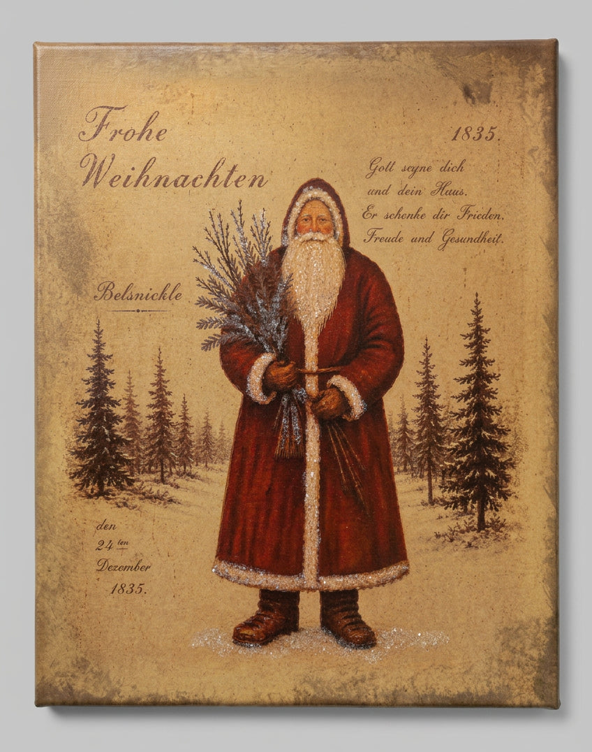 Frohe Weihnachten canvas print featuring German “Merry Christmas” lettering in neutral tones.