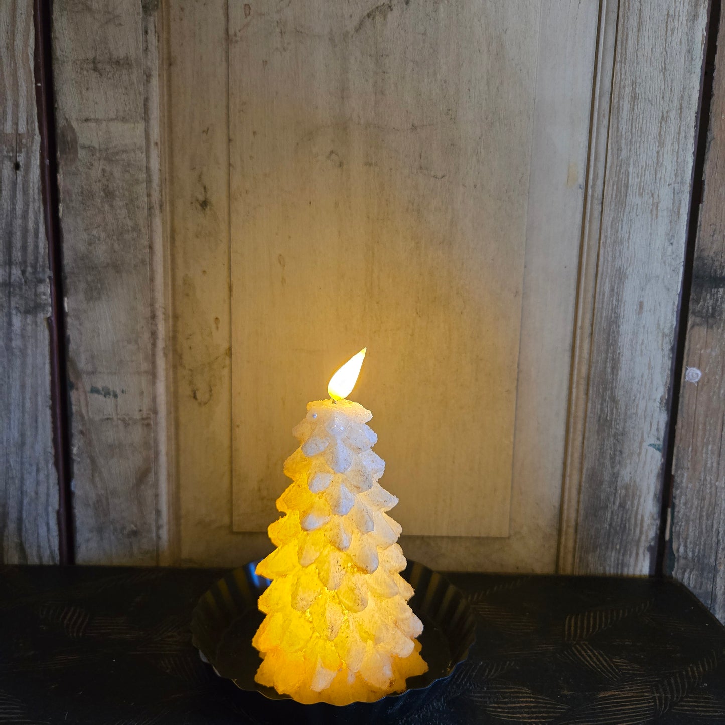 Glow Flame Tree LED Candle Burnt Ivory