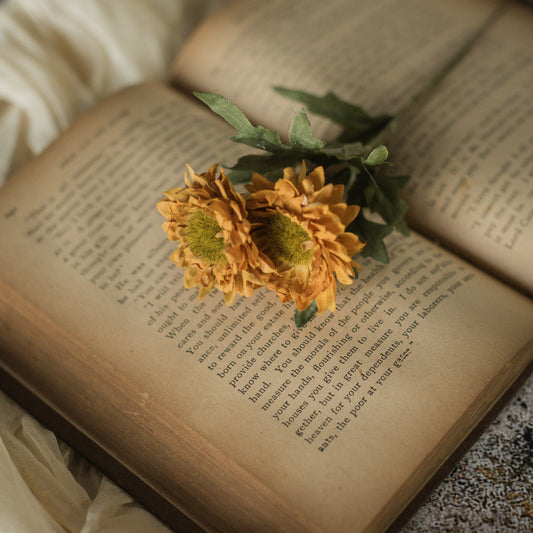 GOLDEN YELLOW STRAWFLOWER FLORAL PICK