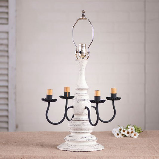 Harrison Lamp Base in Americana White with four candelabra sockets
