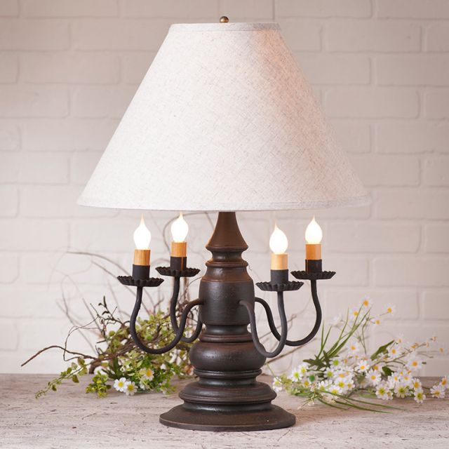 Harrison Lamp in Americana Black with Linen Fabric Shade