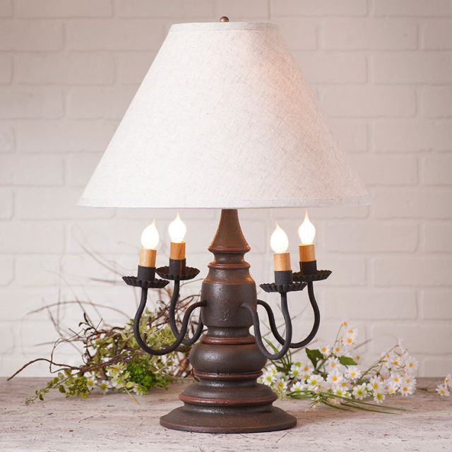 Harrison Lamp in Americana Espresso with Linen Fabric Shade