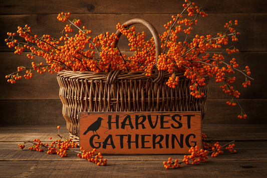 Harvest Gathering Primitive Wood Sign