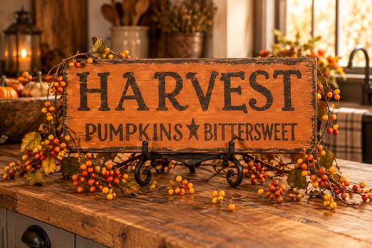 Harvest Pumpkins Bittersweet Sign