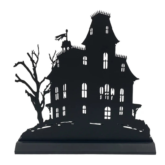 Large Haunted Mansion Wooden Silhouette Tabletop Décor