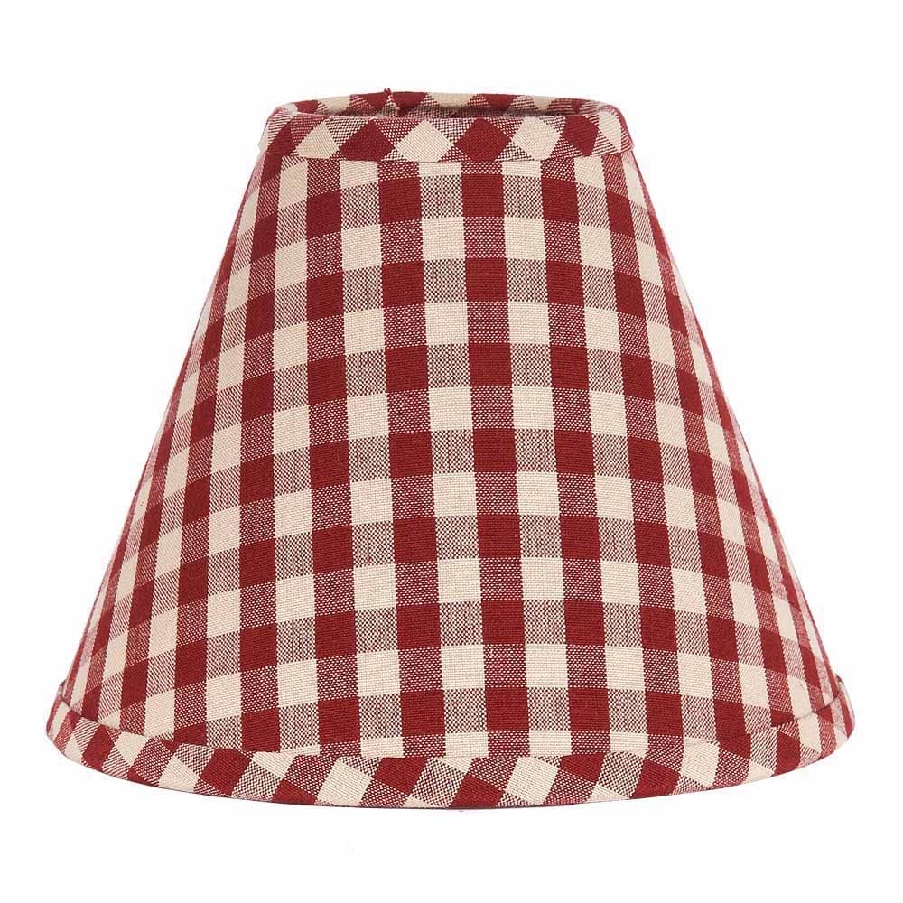 Red and white checkered lampshade on a white background