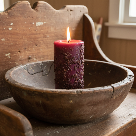 Country Christmas Pillar Candle 3" x 6"