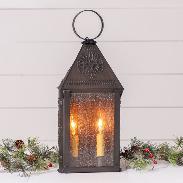 Decorative lantern with candles on a white background