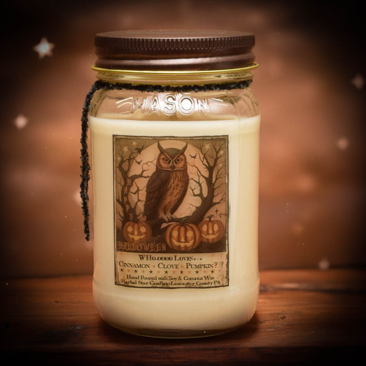 CINNAMON, CLOVE, PUMPKIN MASON JAR CANDLE – 16 oz