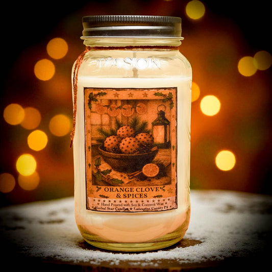 Orange Clove and Spices Mason Jar Candle 24 Ounce