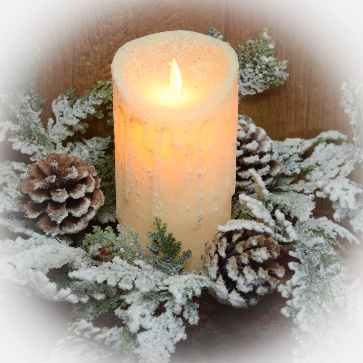 Moving Flame Pillar Candle-Christmas White 3×6