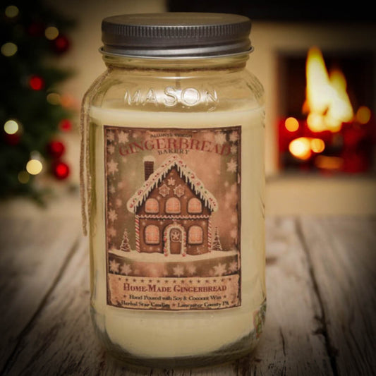Homemade Gingerbread Mason Jar Candle-24 oz