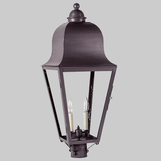 Traditional outdoor lamp with clear glass on a gray background