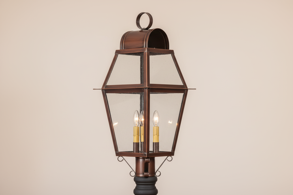 Independence Outdoor Post Light in Solid Antique Copper - 3-Light