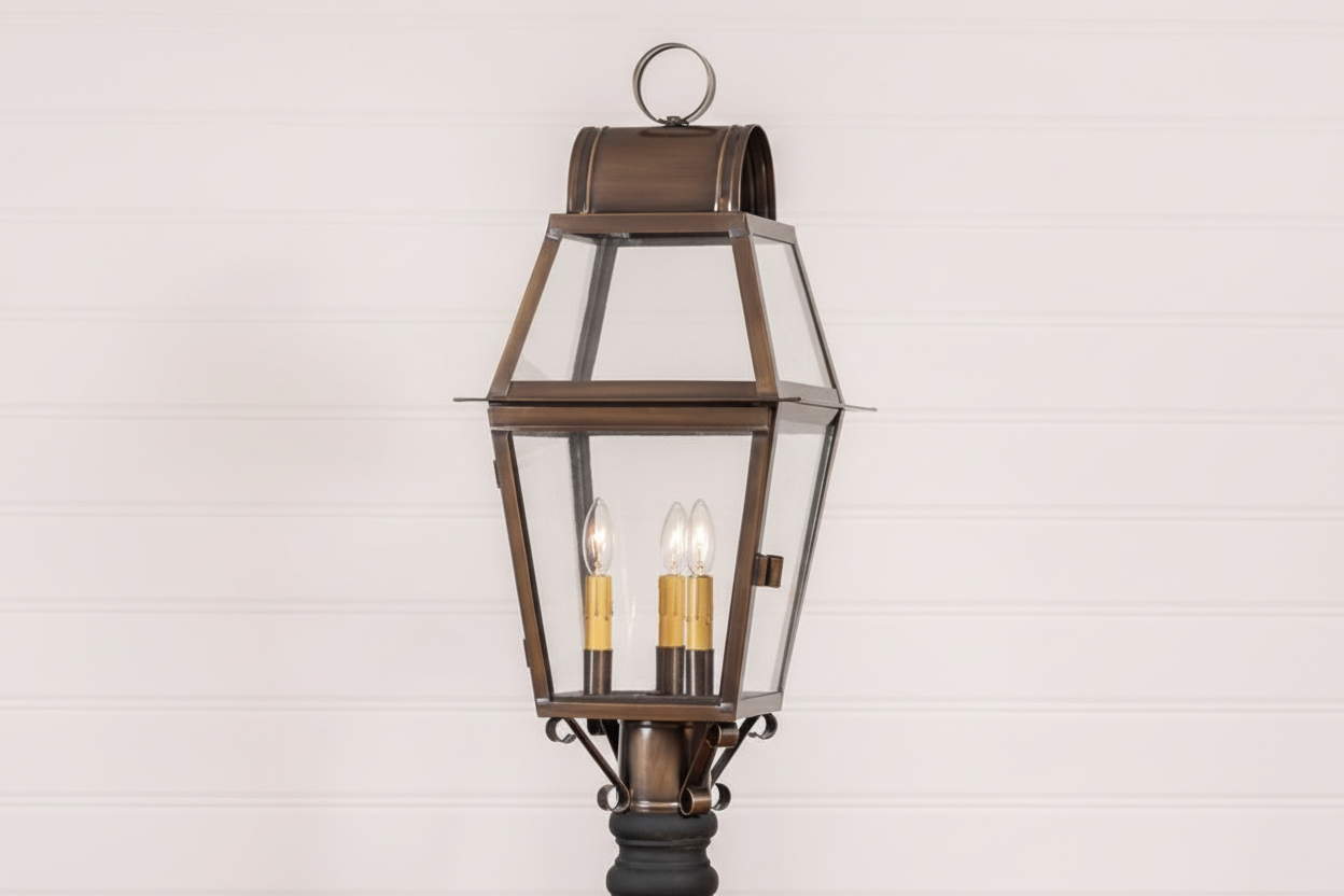 Independence Outdoor Post Light in Solid Weathered Brass - 3-Light