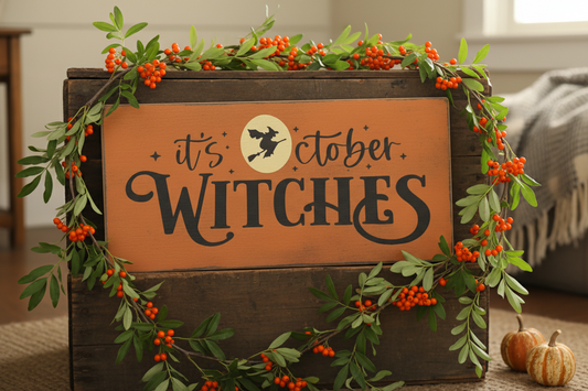 It's October Witches Wood Sign