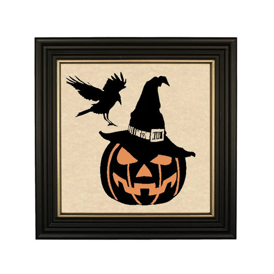 10x10" Jack-O-Lantern and Crow Vintage Paper Cut Silhouette