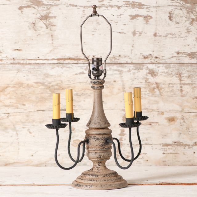Jamestown wood table lamp base in buttermilk primitive finish
