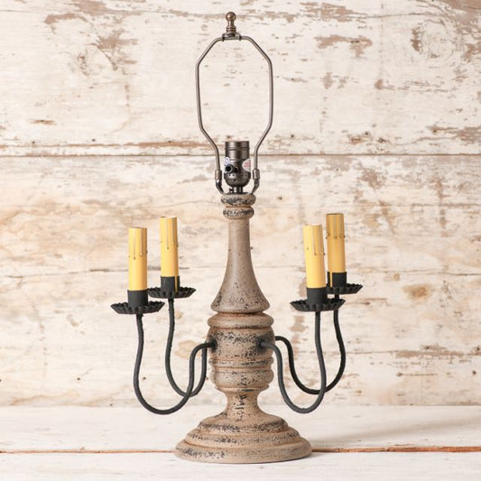 Jamestown wood table lamp base in buttermilk primitive finish
