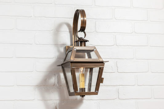 Jr. Town Crier Outdoor Wall Light in Solid Weathered Brass - 1-Light