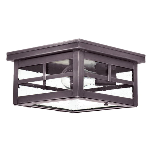 Square outdoor ceiling light fixture on a white background