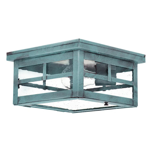 Square outdoor ceiling light fixture on a white background