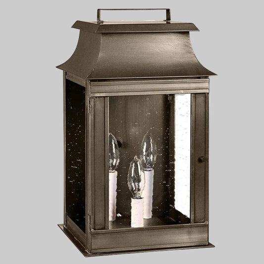 Decorative lantern with glass panels on a white background