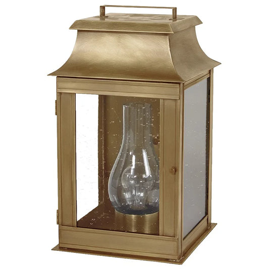 Bronze lantern with clear glass on a white background