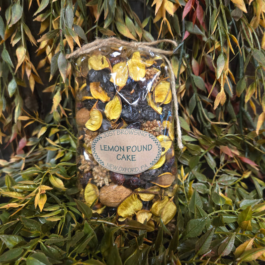 Decorative potpourri on a bed of green leaves