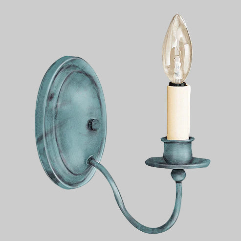 Wall-mounted light fixture with a vintage-style design on a gray background