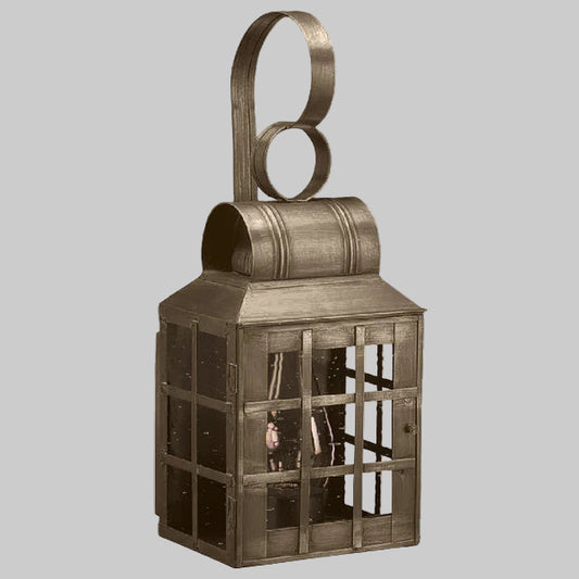 Decorative metal lantern with a gray background