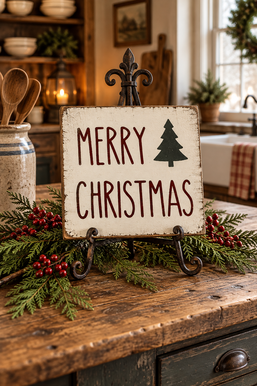 Merry Christmas Primitive Wood Sign