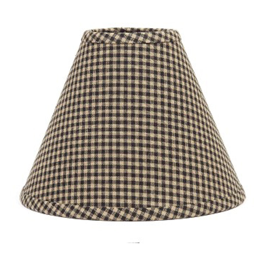 Checkered lampshade with a brown and beige pattern on a white background