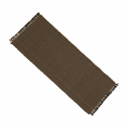 A black Newbury Gingham table runner laid out flat.