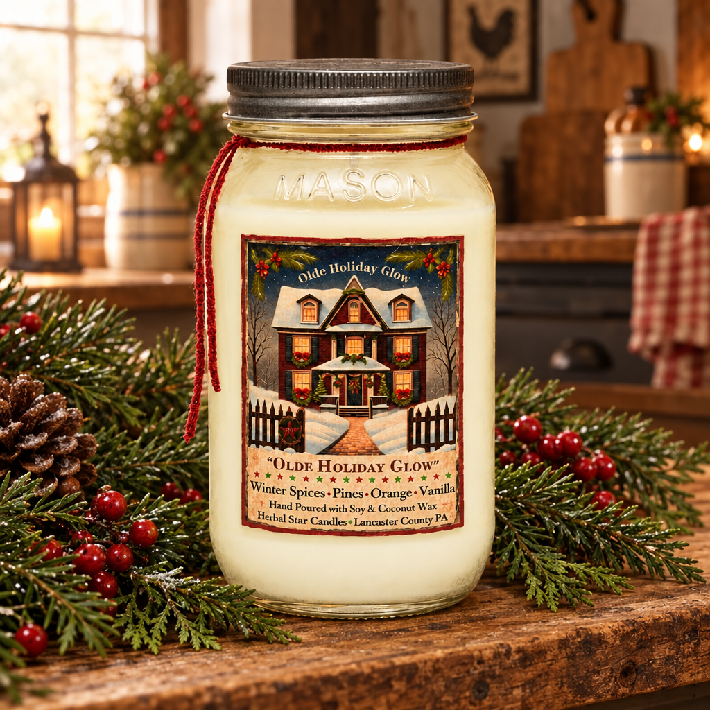 Olde Holiday Glow Mason Jar Candle 24 Ounce