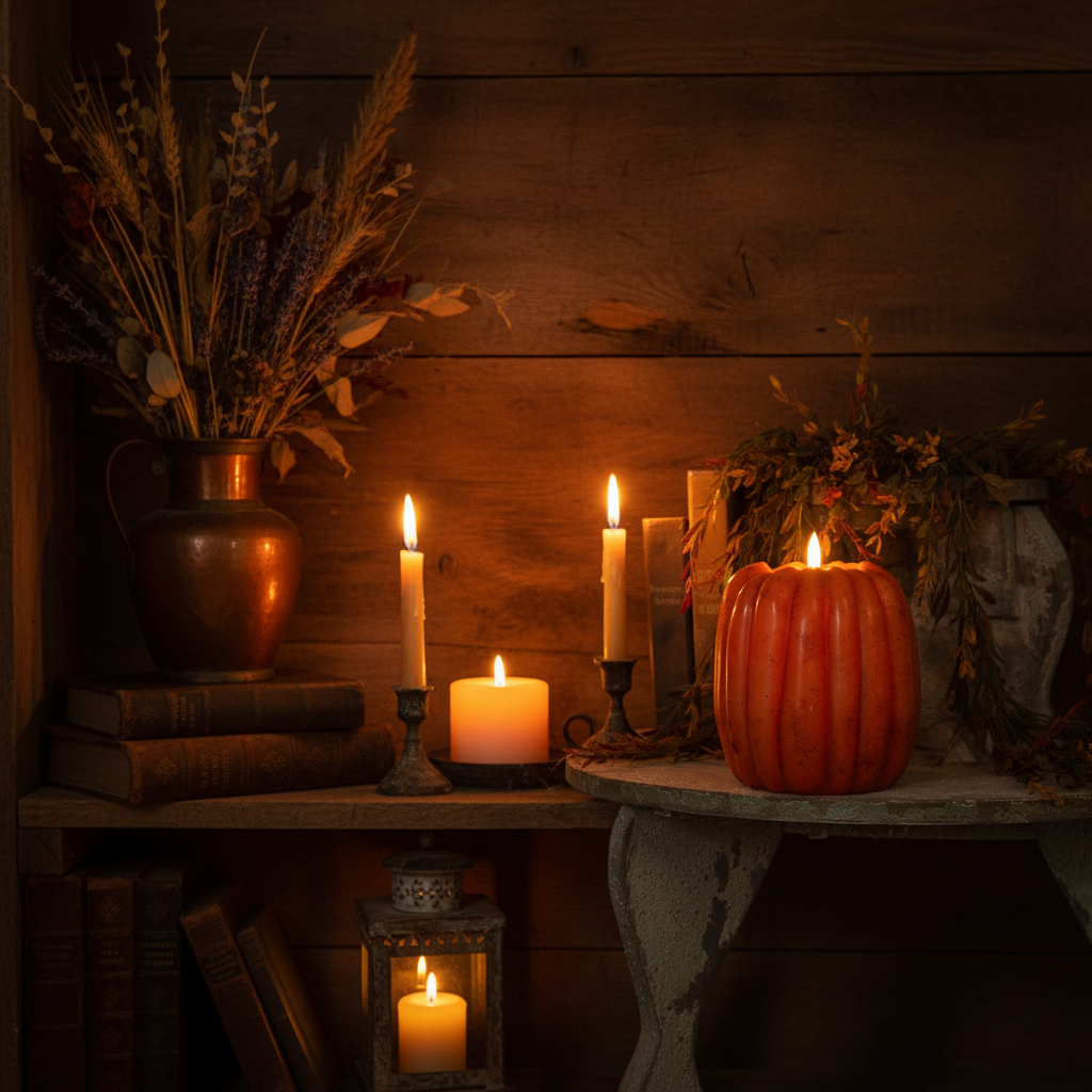 Orange 3D Flame Pumpkin Candle