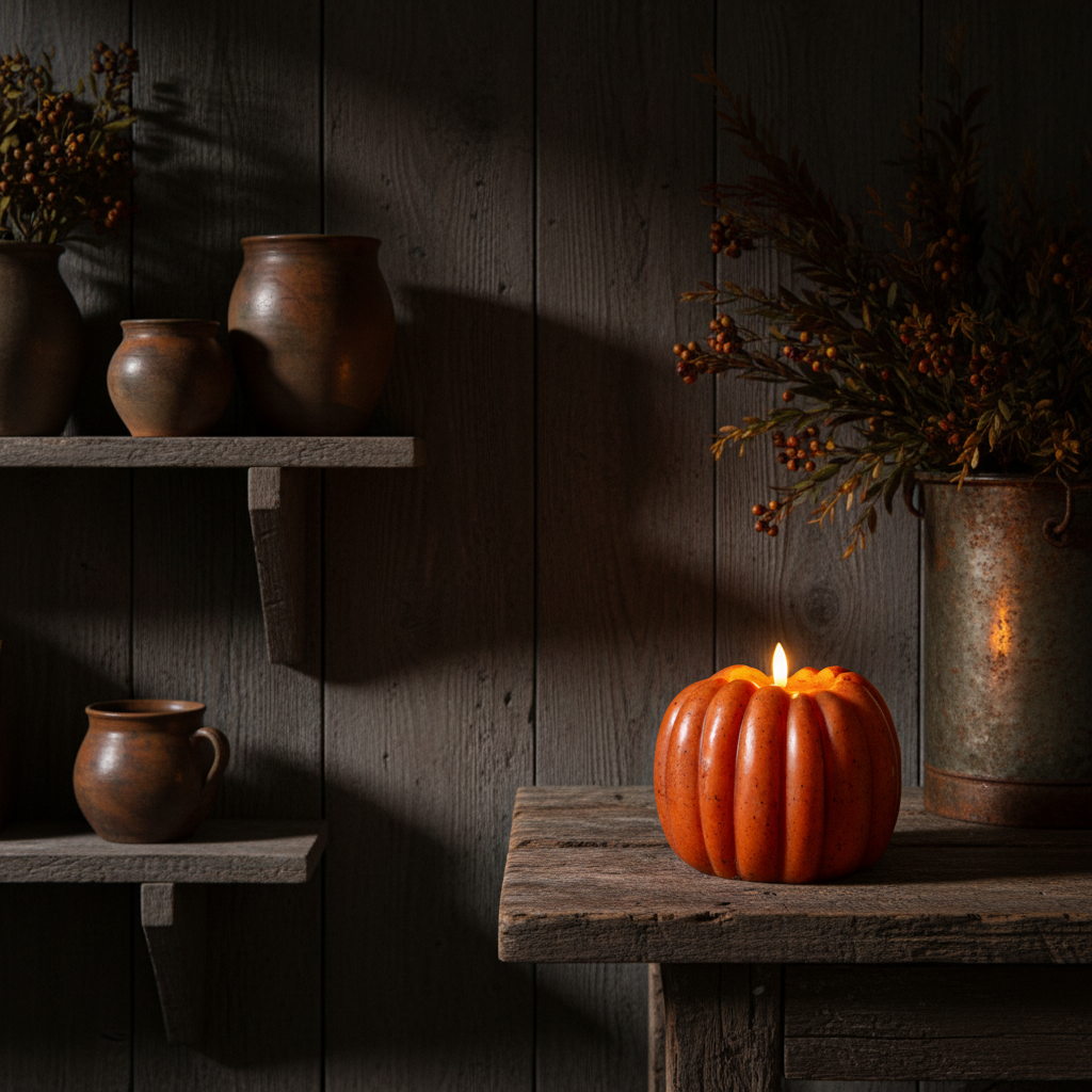 5" Orange 3D Flame Pumpkin Candle