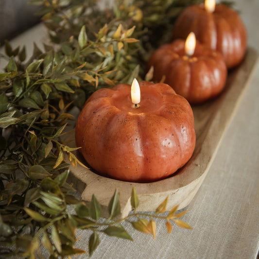 3.5" ORANGE 3D FLAME SHORT PUMPKIN CANDLE
