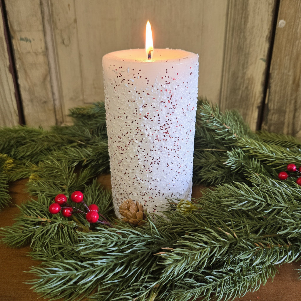 Peppermint Stick Pillar Candle 3 x 6